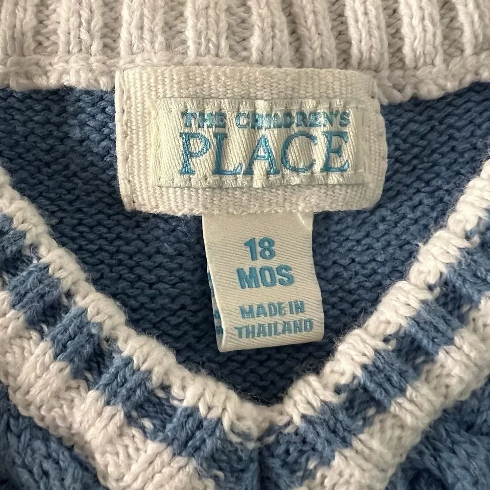 Childrens‎ Place Sweater Vest Boys Size 18 Mos Pullover Blue Casual V-neck
